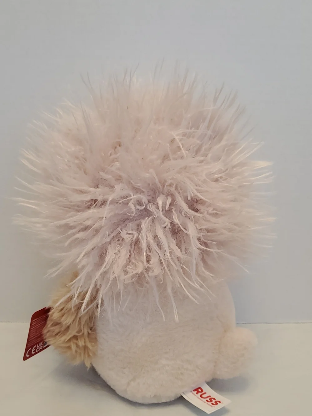 RUSS Plush Hedgehog in Cream and Tan with Fluffy Mohawk